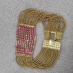 Pink Crystals & Goldtone Vintage Bracelet 💗 Like New Condition